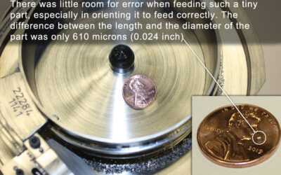 Ultra tiny parts feeder for iridium metal electrodes